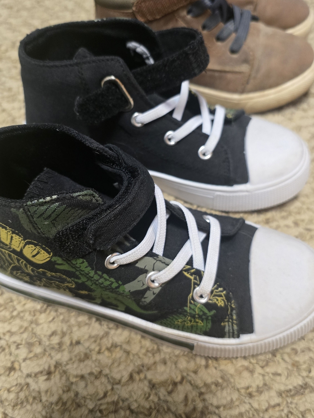 Kids Boys Black High-Top Canvas Sneakers And Shoes, 3 Pairs Total